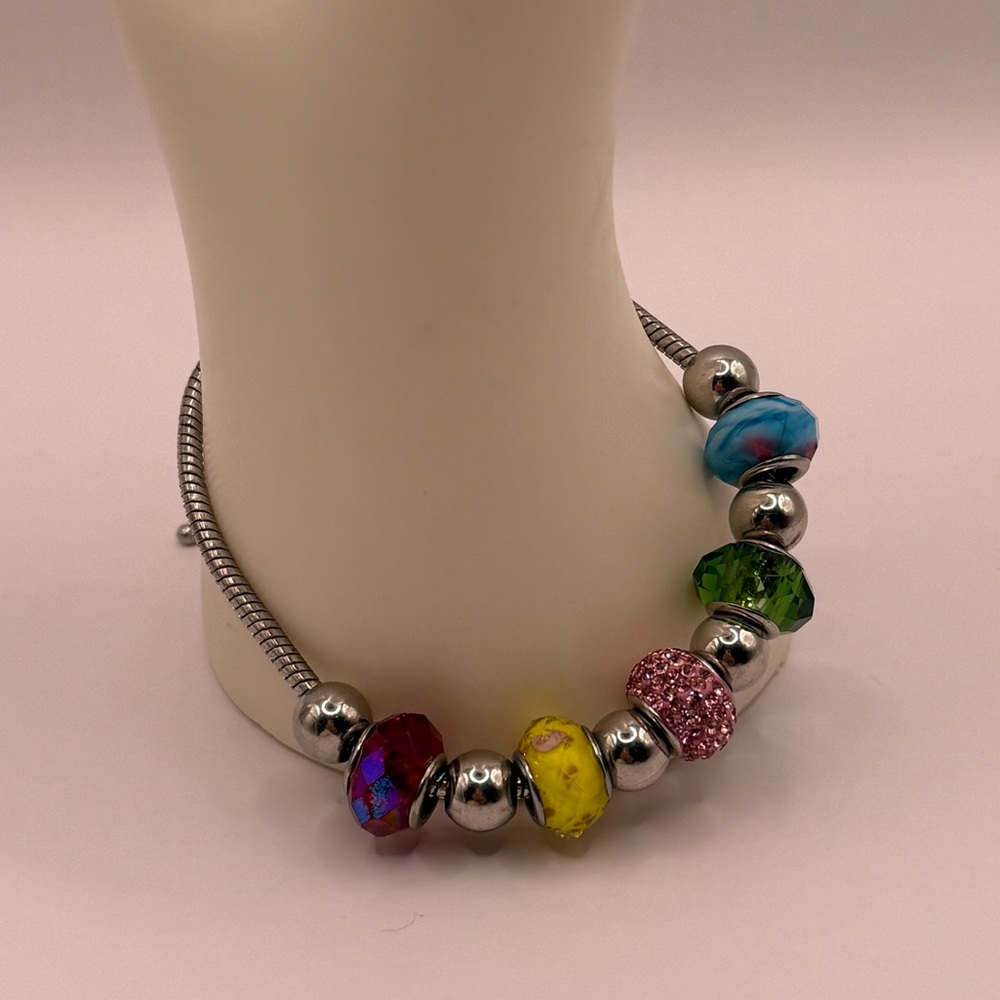 Silver Tone Charm Bracelet Adjustable